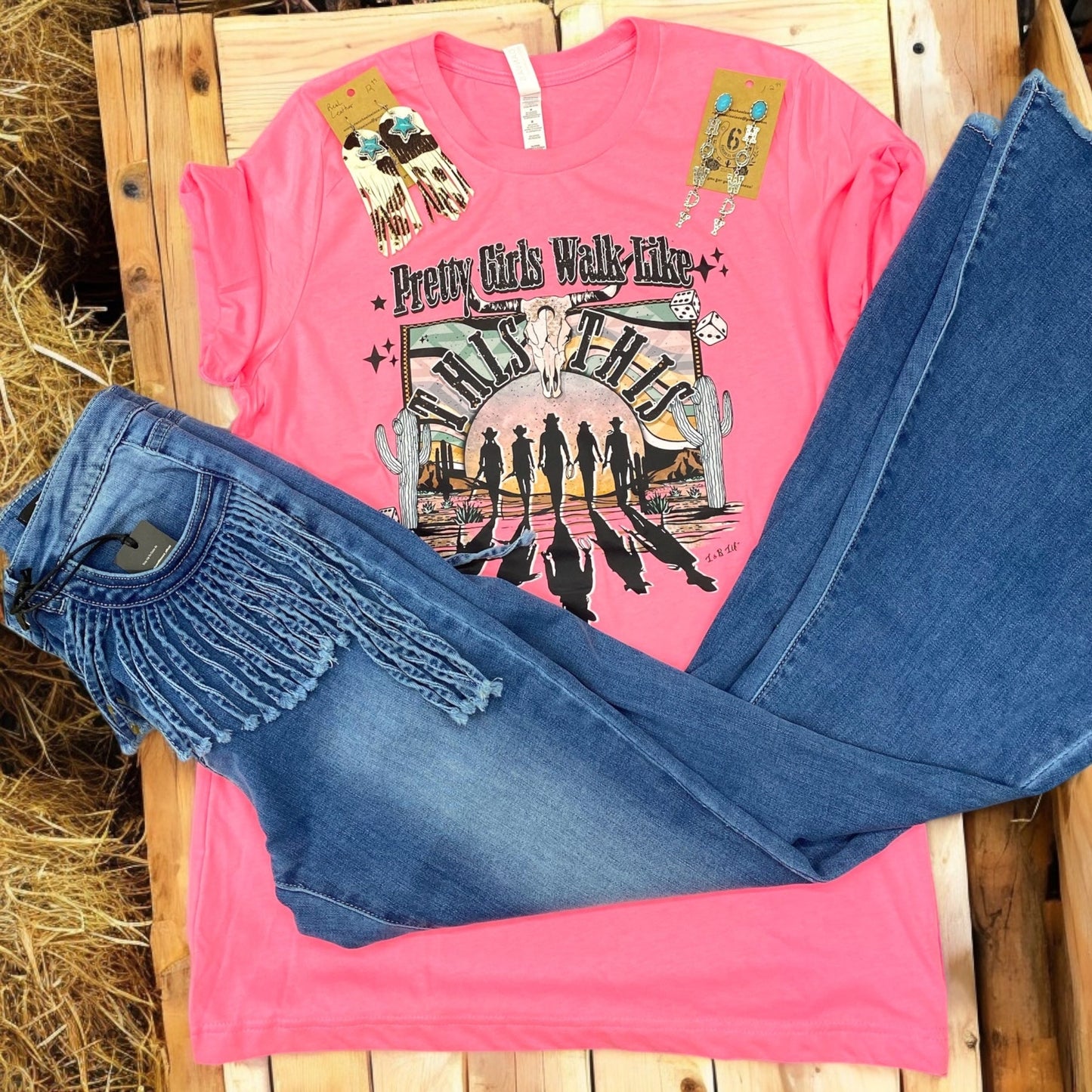 Mid Wash Denim Flare with Fringe Pockets and Tummy Control | Butt Shaping| Gap Control Waistband | Reinforced Belt Loops