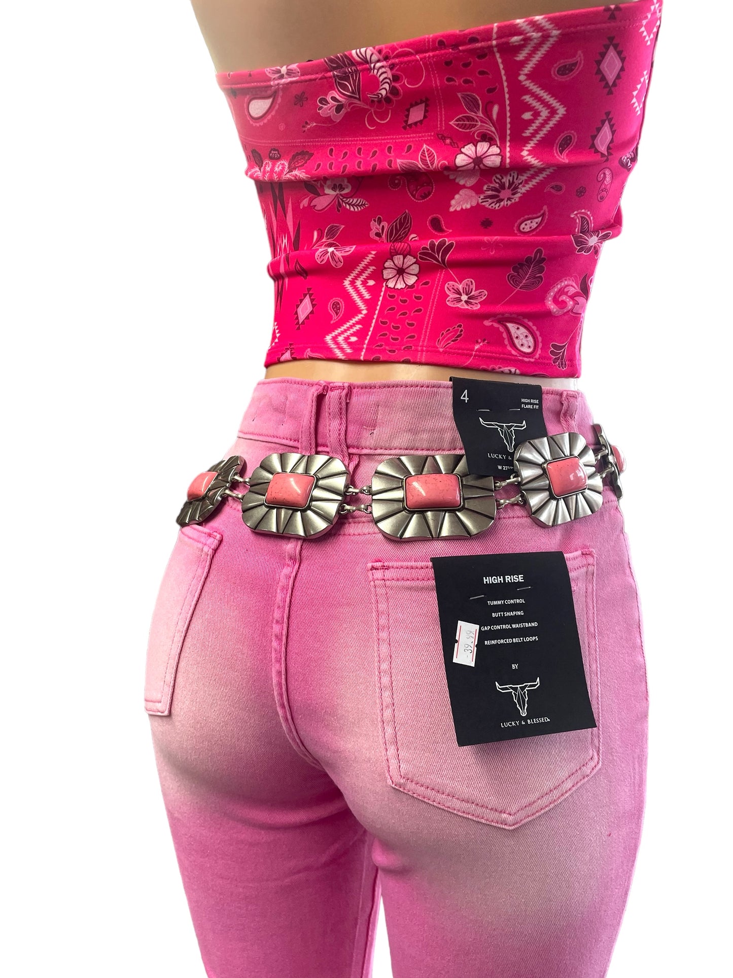 The Paige Pink Concho Western Belt
