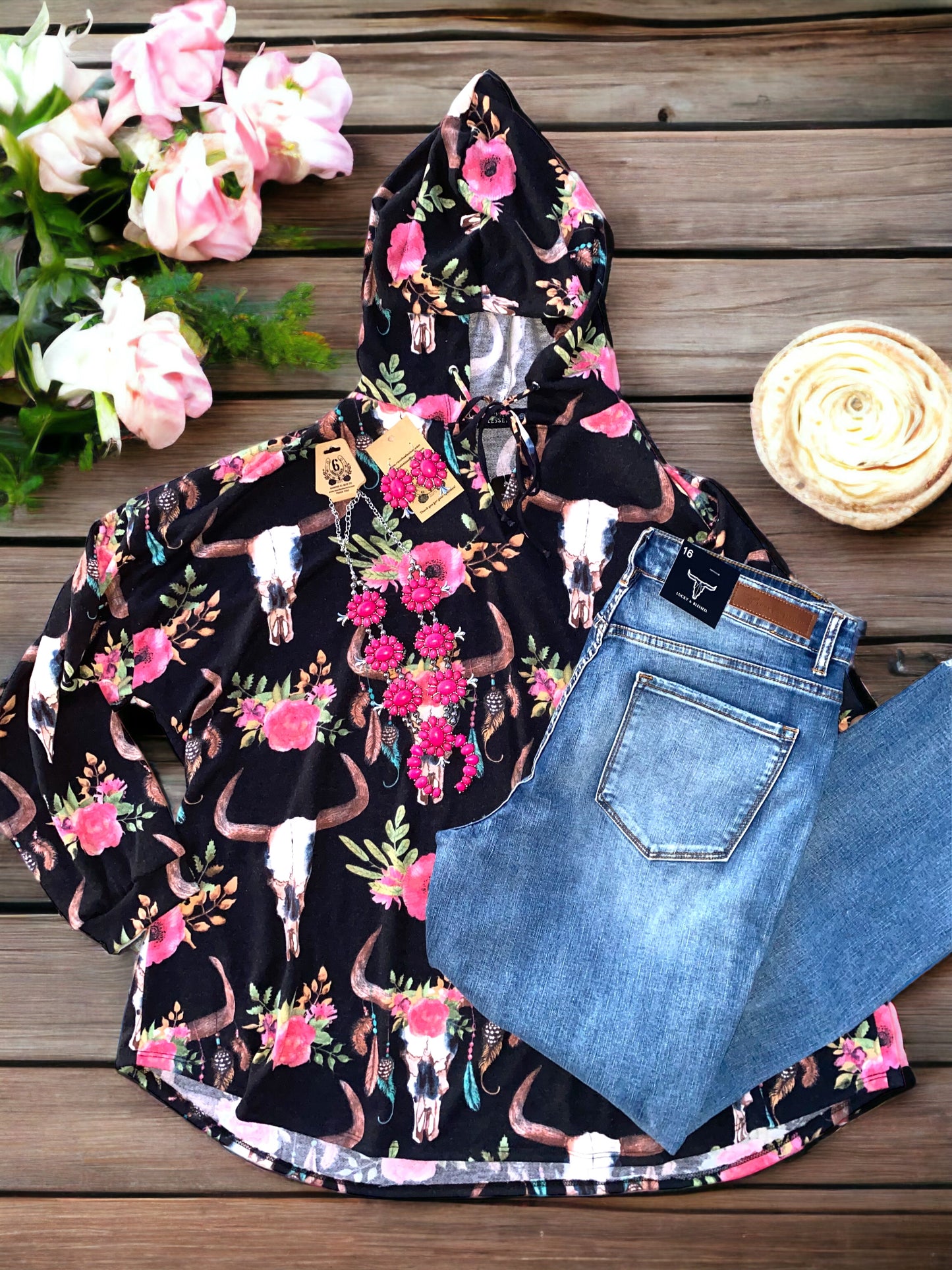 Pink Roses Hoodie (PLUS SIZE)
