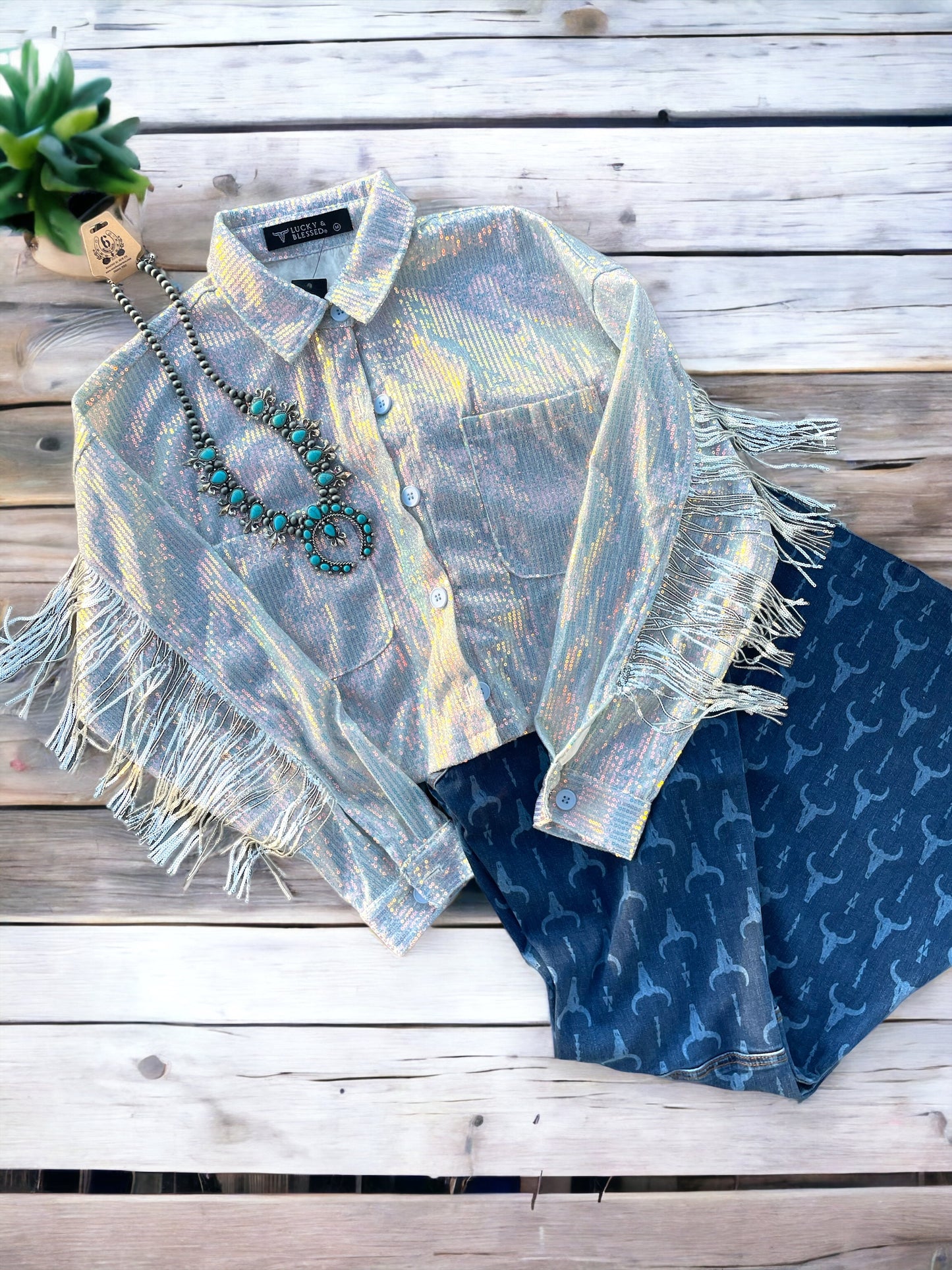 The Silver Fox Iridescent Sequin Jacket