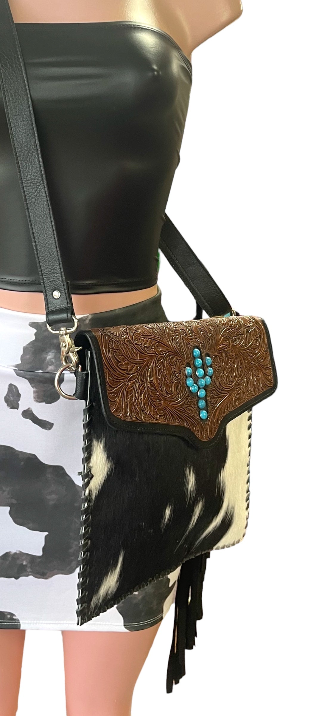 The Tooled Cactus Hair On Cowgirl Bag