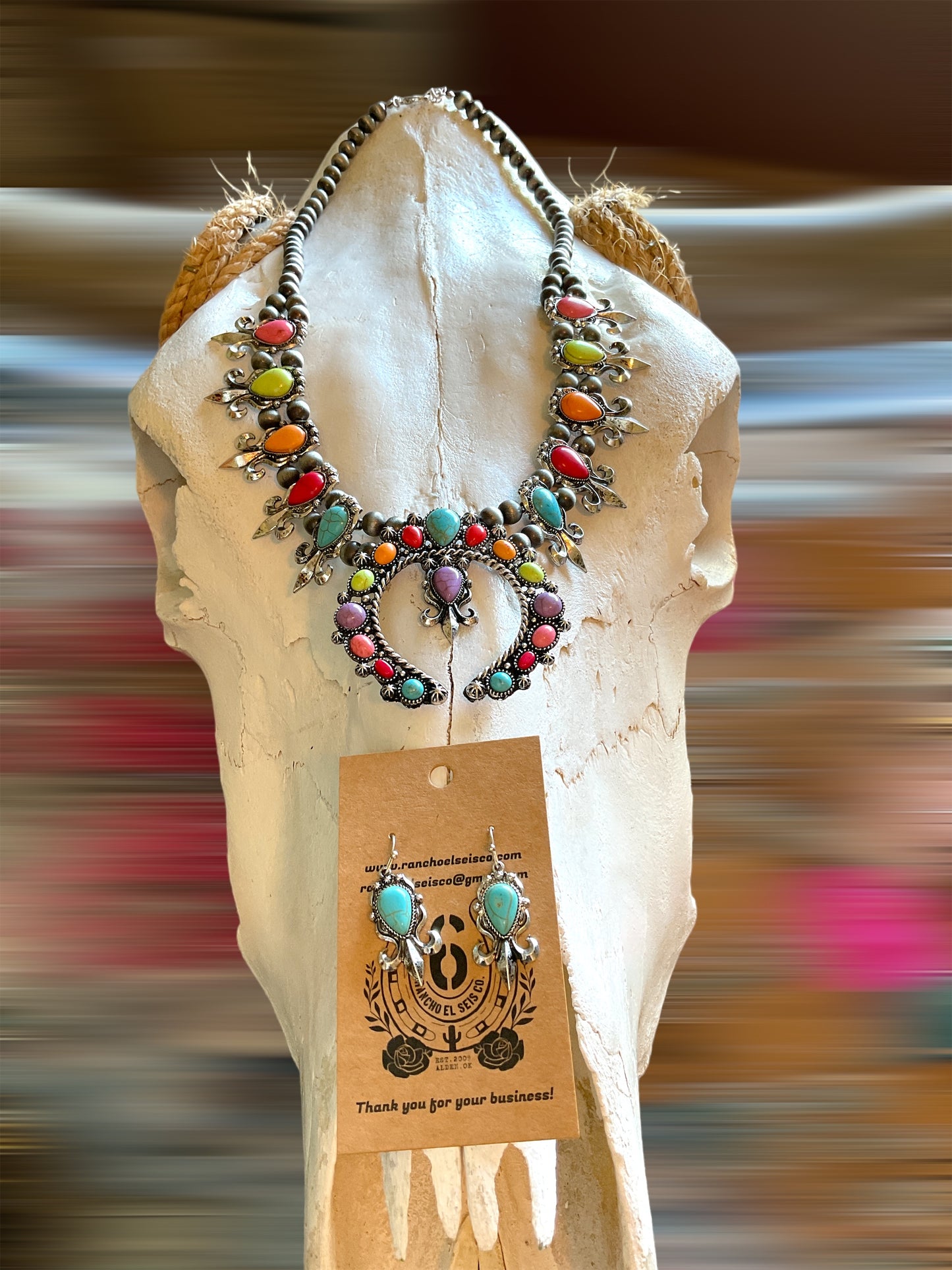 The Queen Multi-Color Bonnabel Silver Pearl Necklace and Earring Set