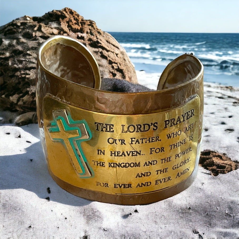 Engraved the Lord’s Prayer Cross Large Western Bible Prayer Cuff