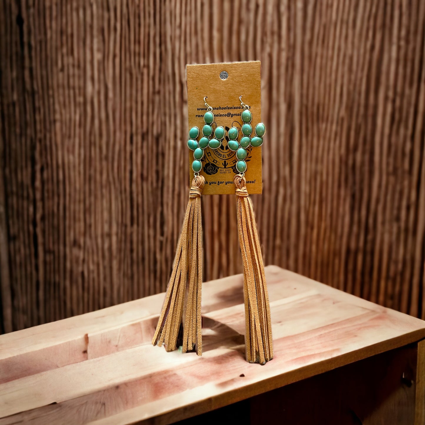 The Turquoise Herrick Cactus Tassel Earrings