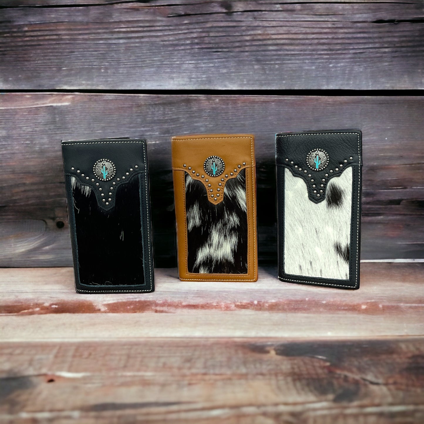 Men’s Luxury Montana West Genuine Hair-On Leather Pistol Collection Men's Wallets