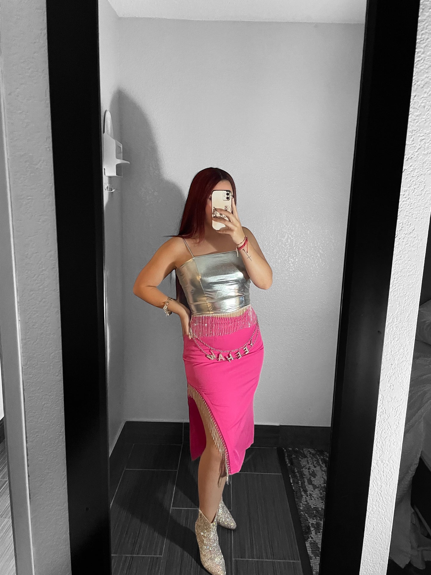 The Neon Cowgirl Midi Rhinestone Skirt