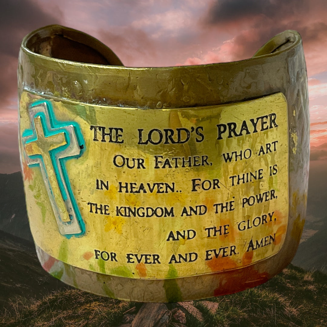 Engraved the Lord’s Prayer Cross Large Western Bible Prayer Cuff