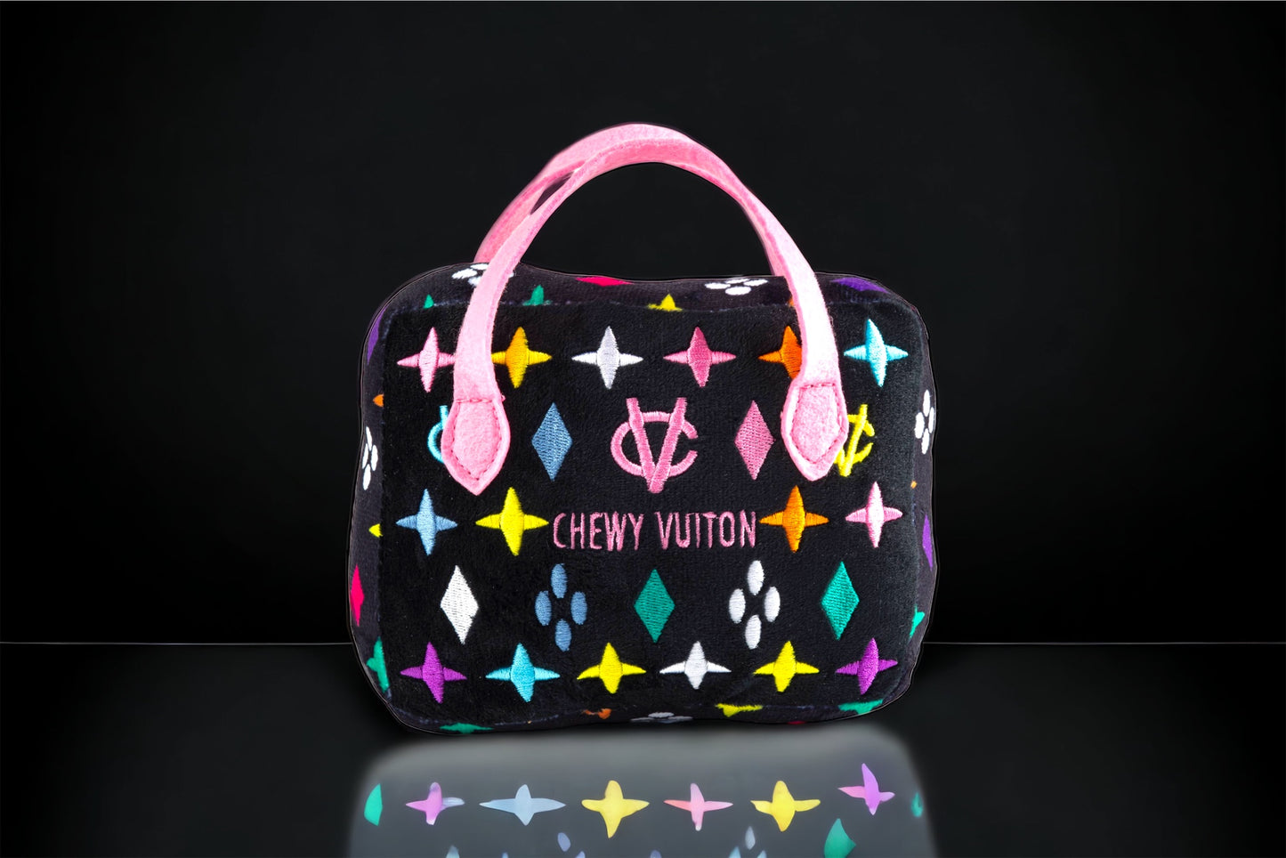 Black Monogram Chewy Vuiton Handbag Squeaker Toy