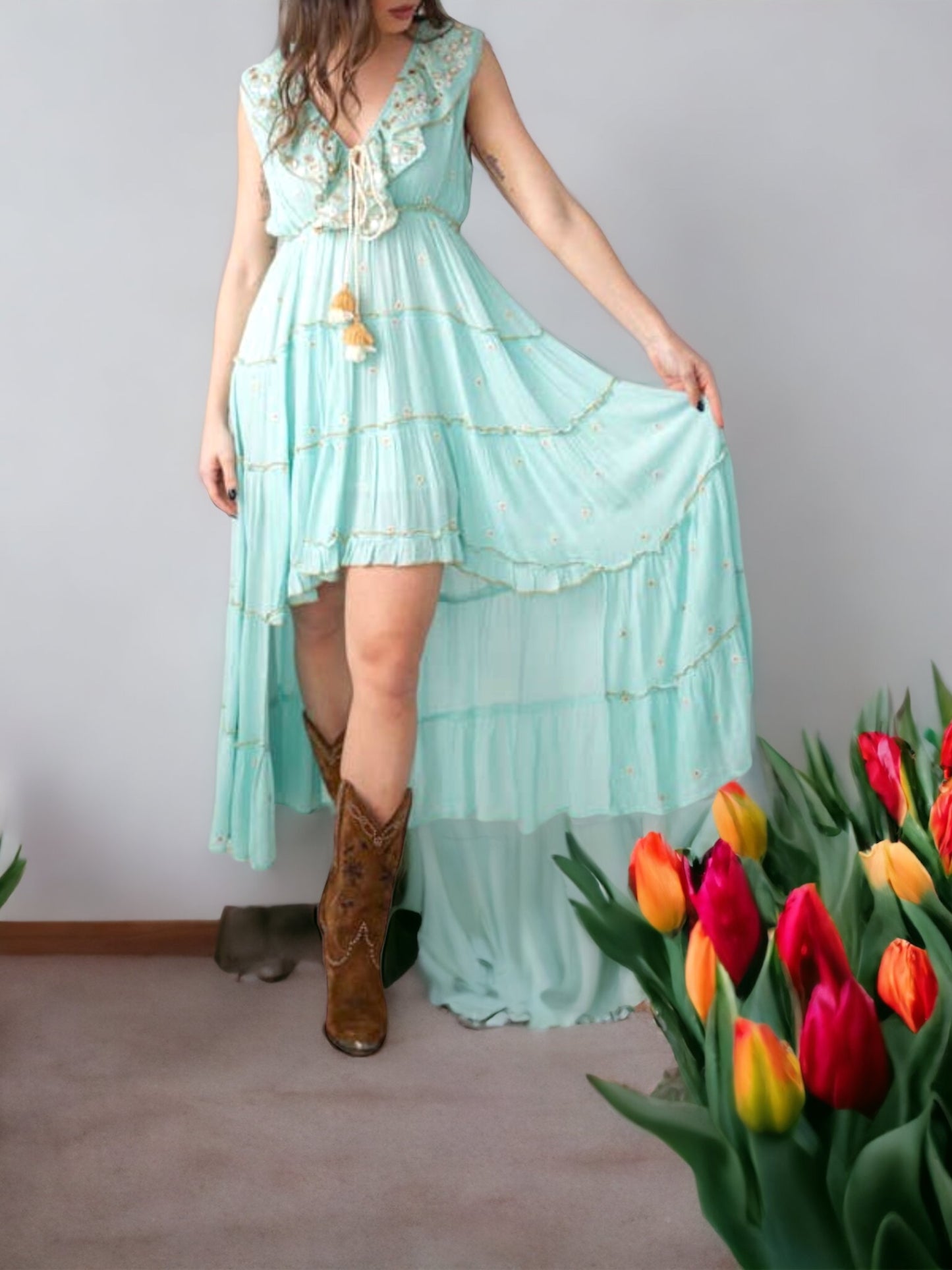 Vestido Maira Aquamarina-Marron