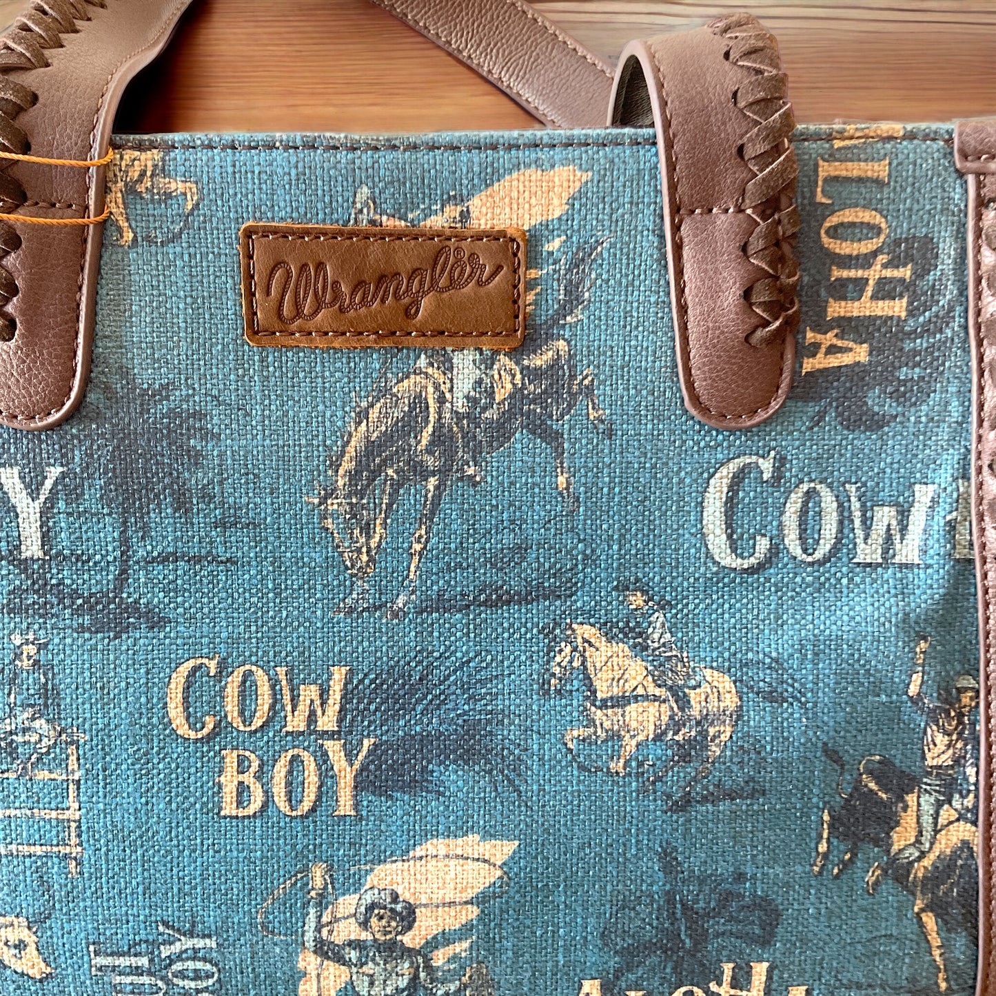 Wrangler Vintage Cowboy Print Crossbody Tote