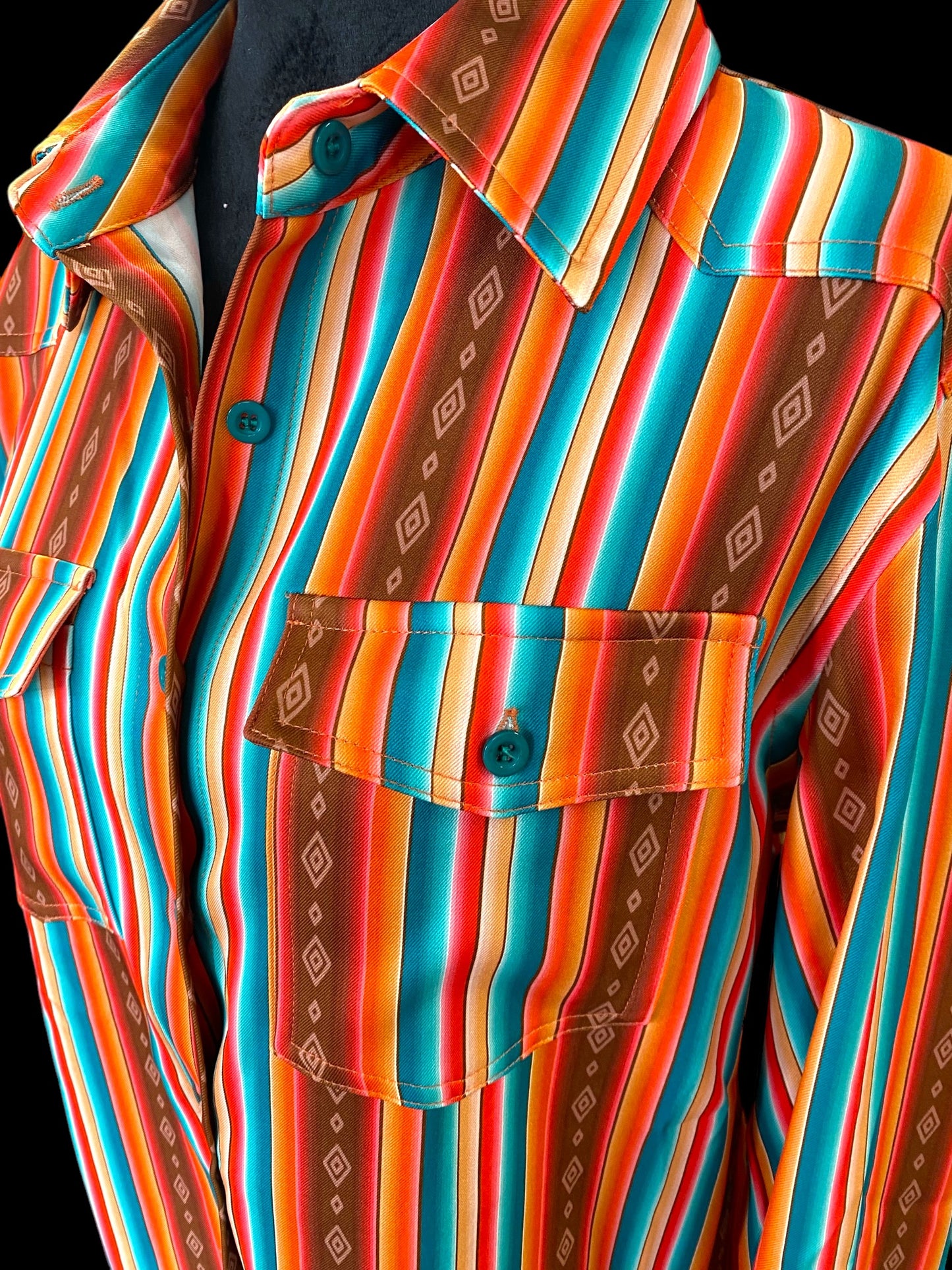 Turquoise and Orange Western Shirt