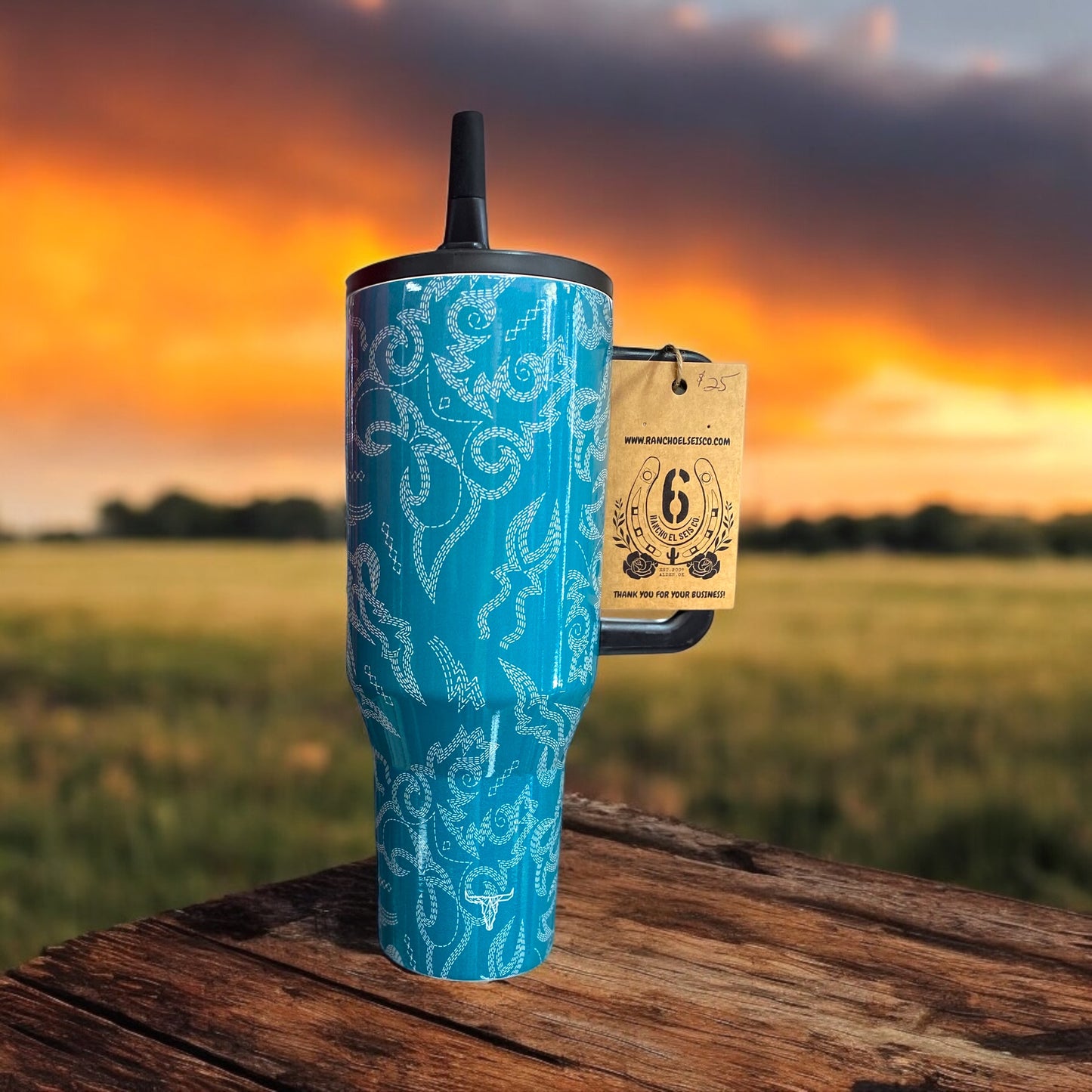 Turquoise 40 OZ Western Tumbler