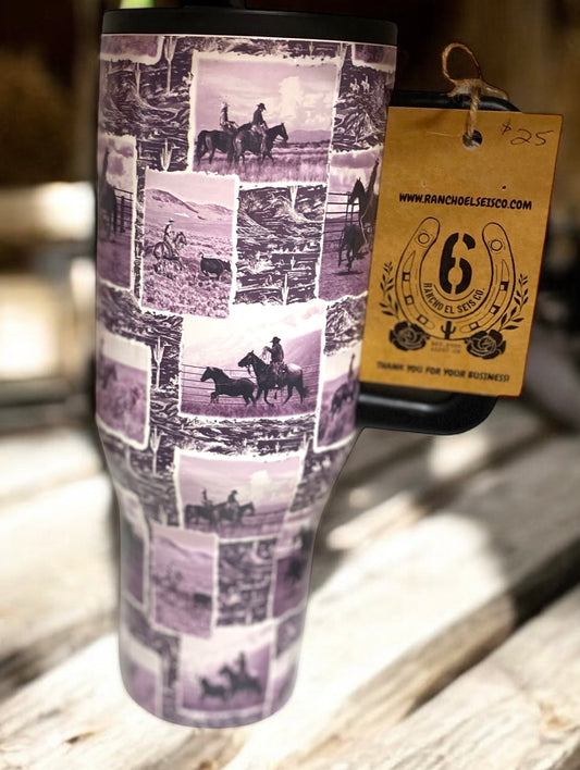 40 OZ Lavender Western Tumbler