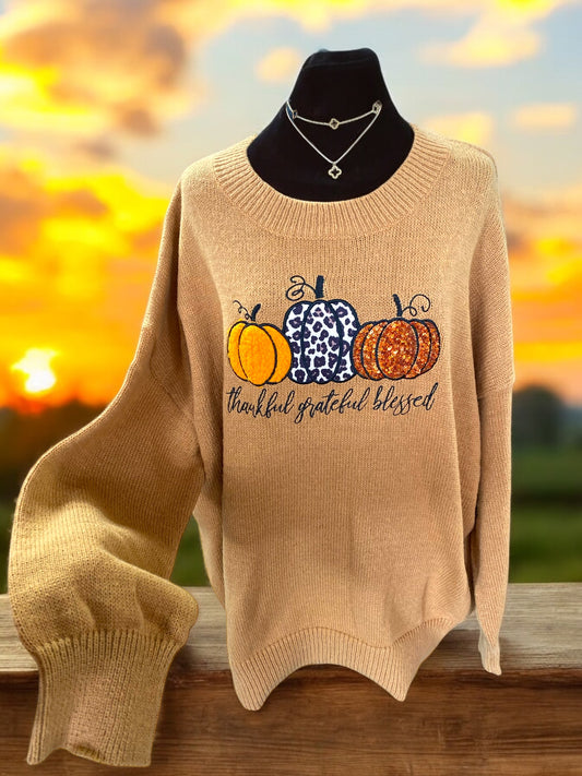 Thoughtful, Blessed & Grateful Sweater