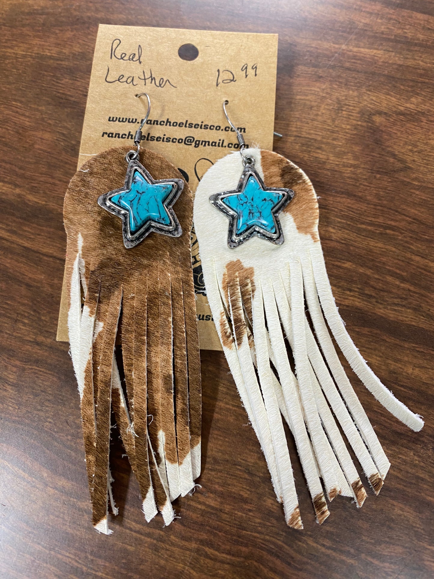 Genuine Leather & Turquoise Earrings