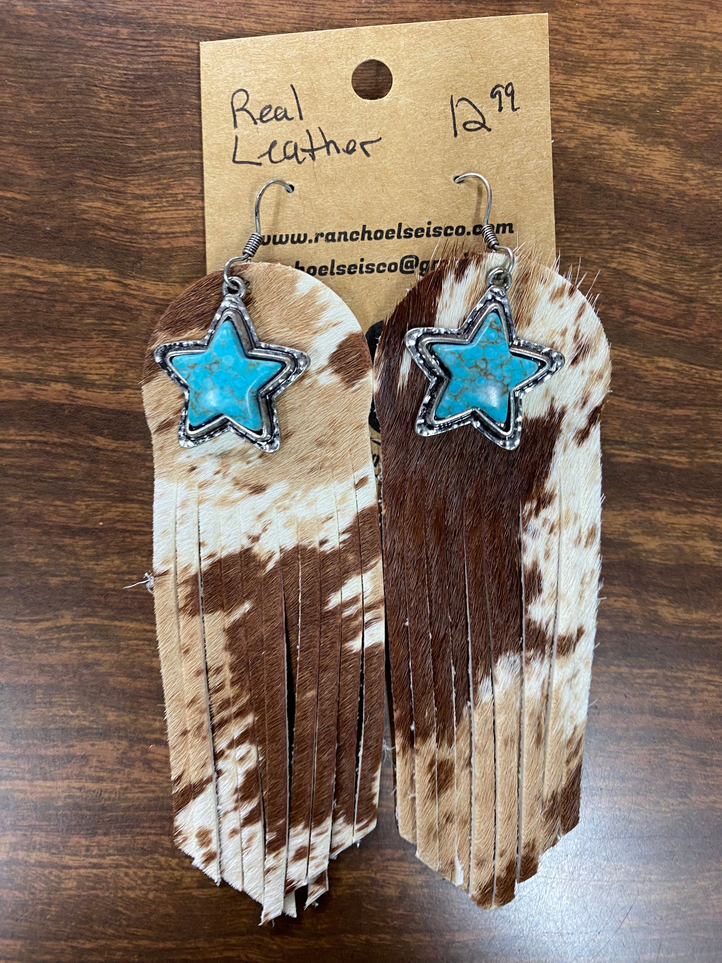 Genuine Leather & Turquoise Earrings