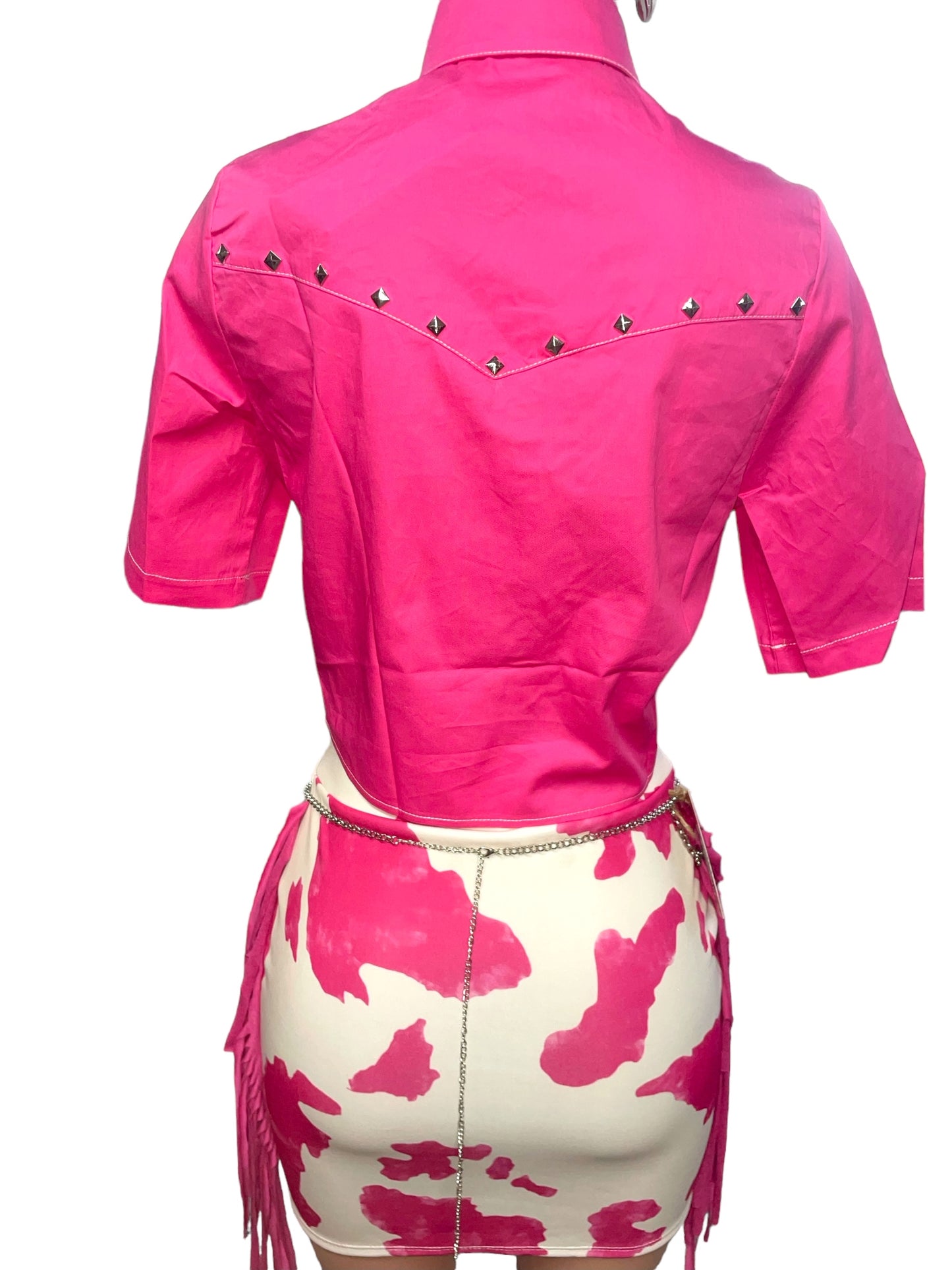 “La Vaquita Fresa” Fringe Skirt