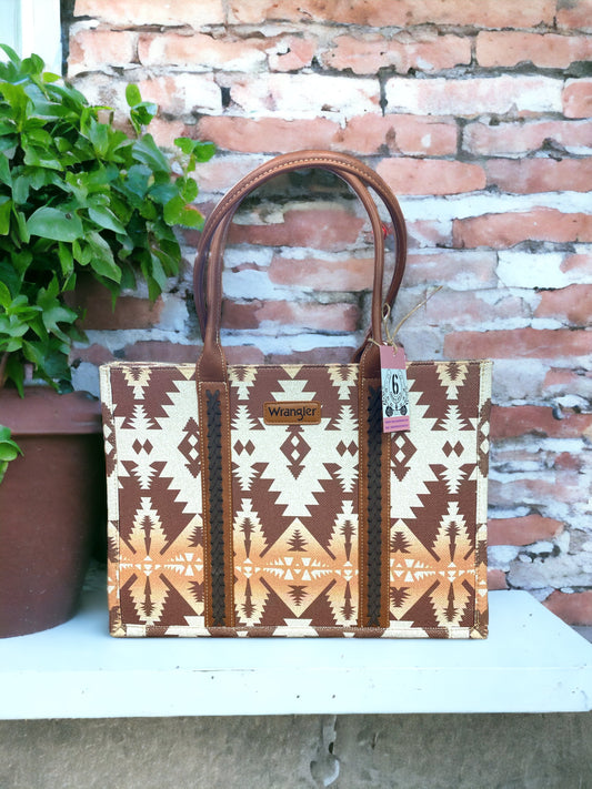Wrangler Aztec Pattern Dual Sided Print Canvas Wide Tote