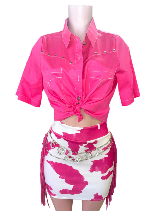 The Pinky Western Studded Crop