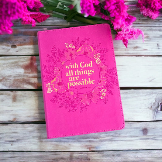 “With God” Pink Lux Leather Journal