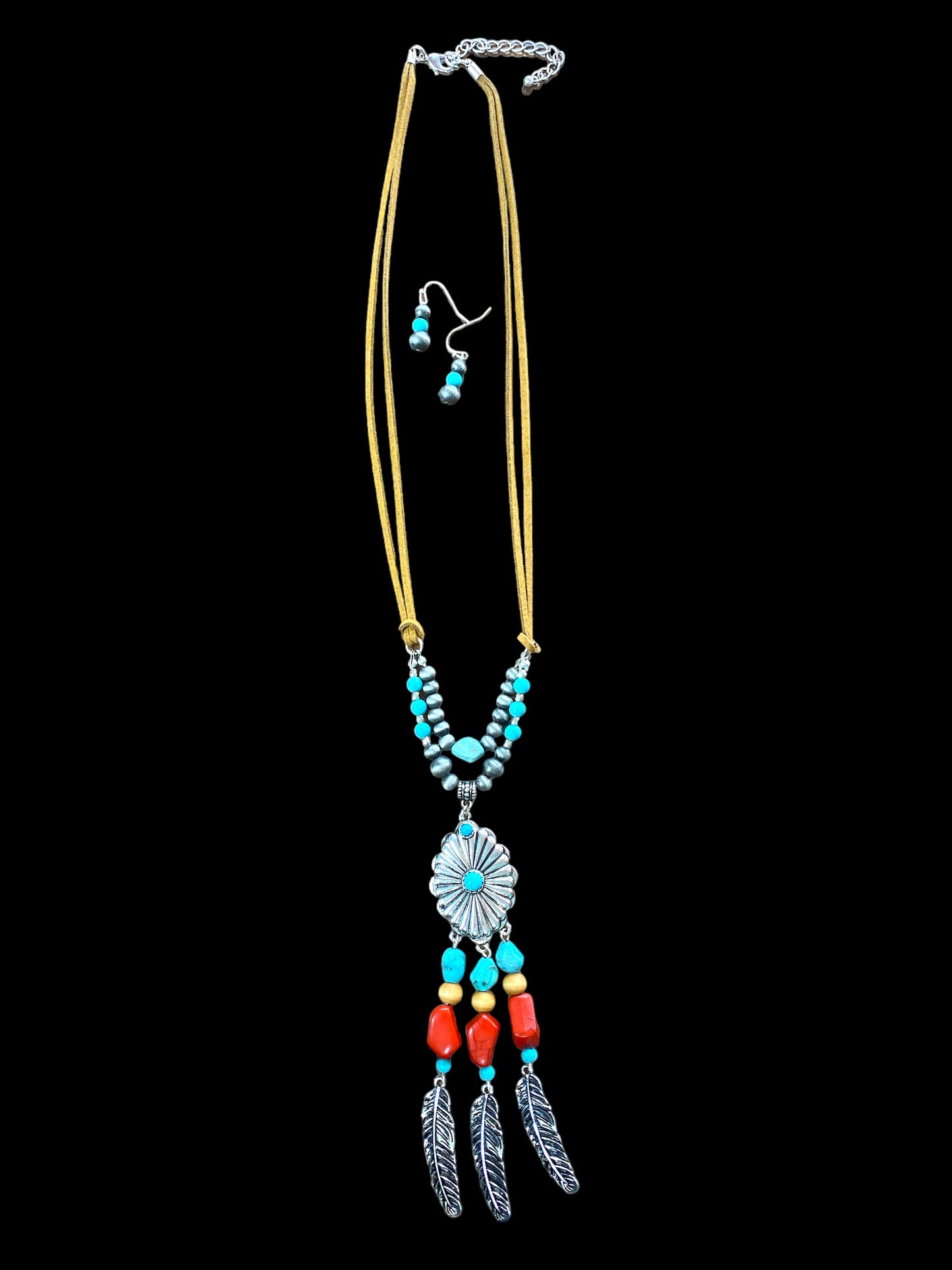 The Feather Sound Multi-Color Necklace and Earring Set