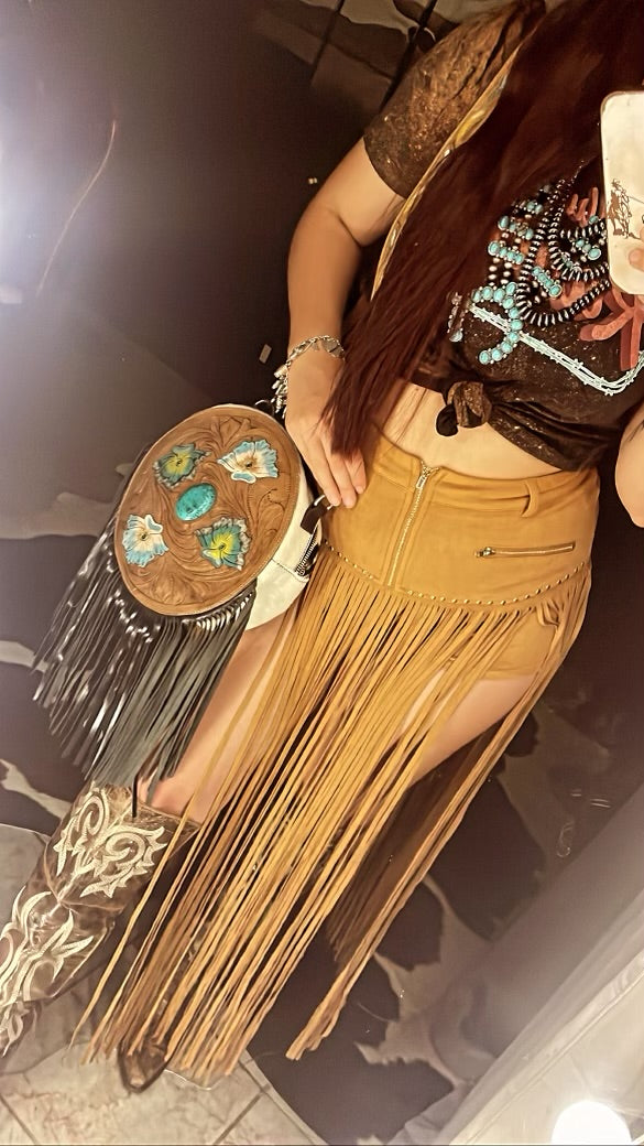 The Bella Brown Fringe Skort