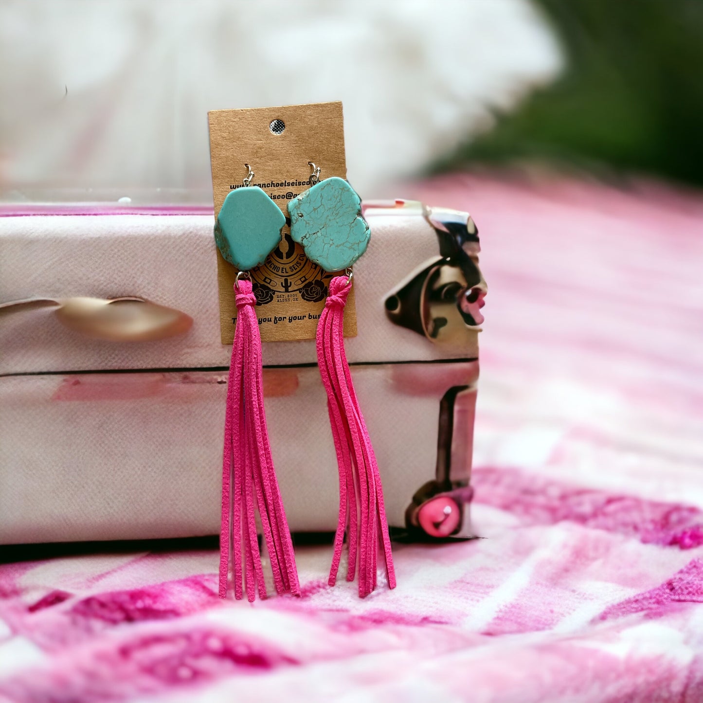 The Jolene Turquoise and Pink Earrings