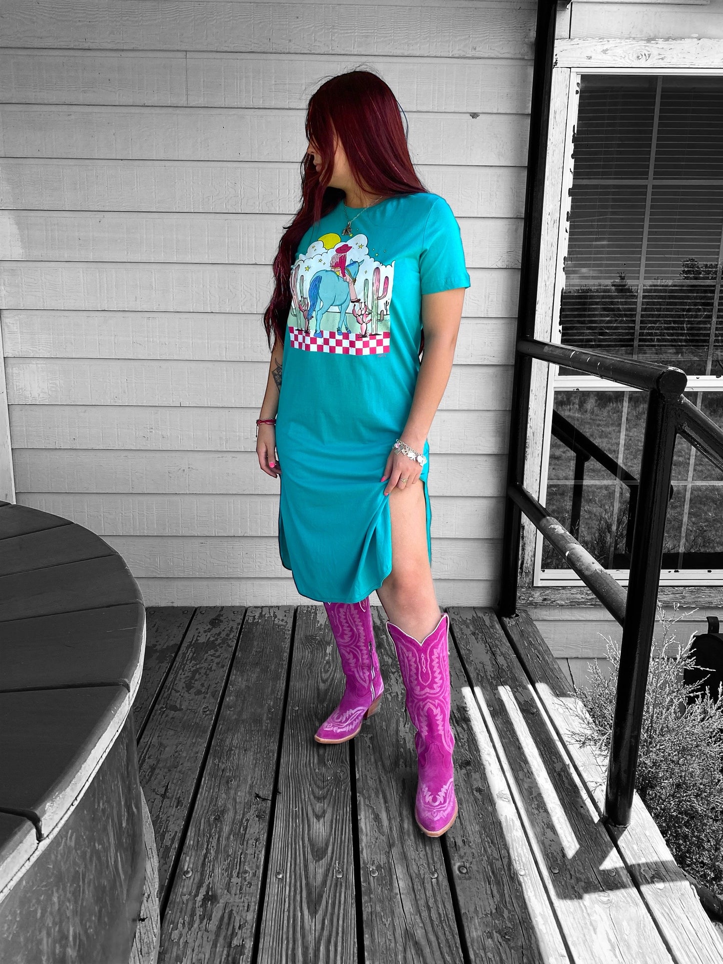 The “Cowgirl Rides Away” Tee Dress