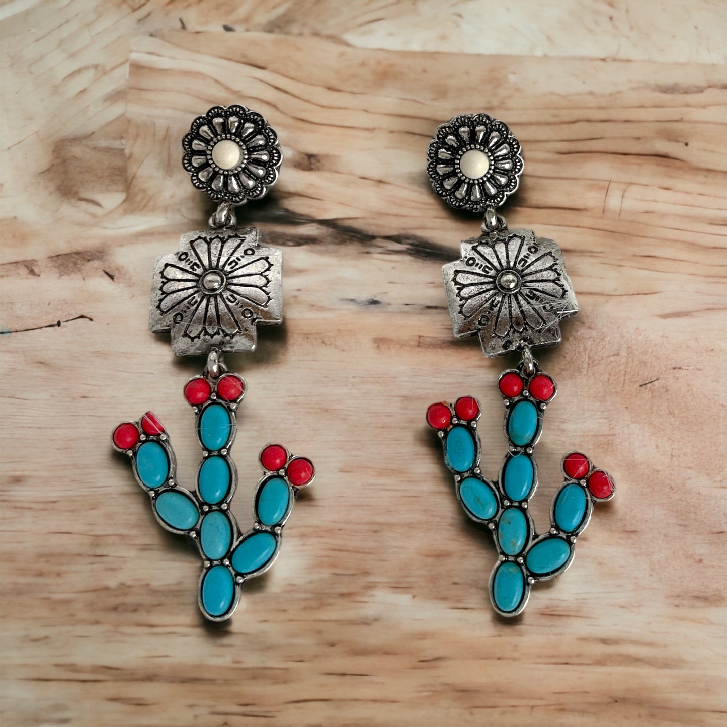 Tri-Color Collins Cactus Drop Earrings