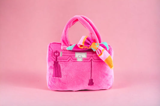 Mini Barkin Bag - Pink w/scarf **Rich Bitch** Squeaker Dog Toy