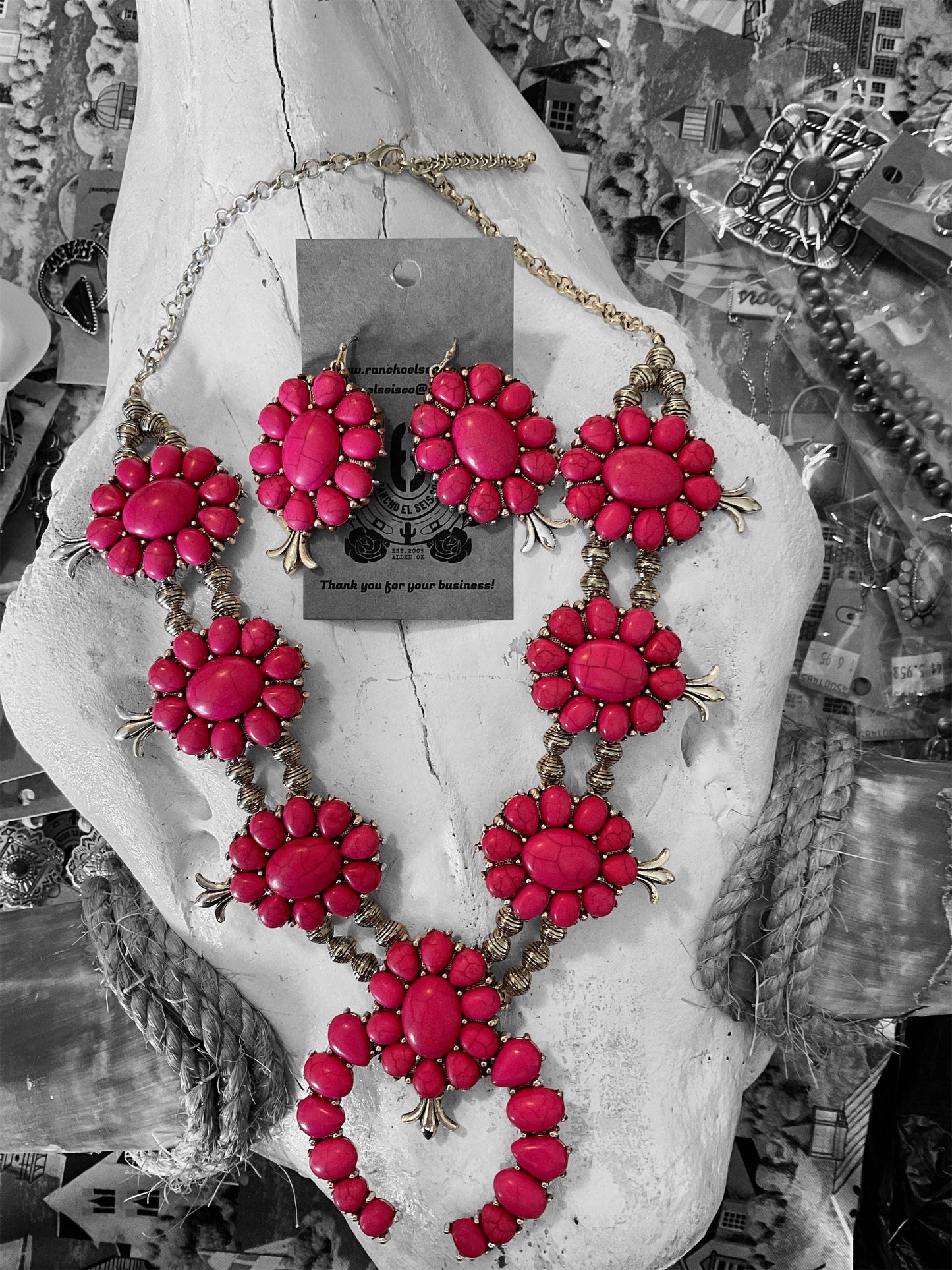 The Kimi Fuchsia Stone Squash Blossom Set