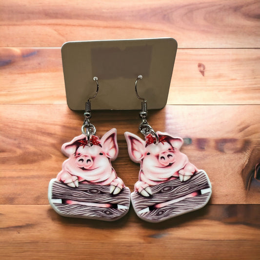 Barn Pigs Acrylic Earrings