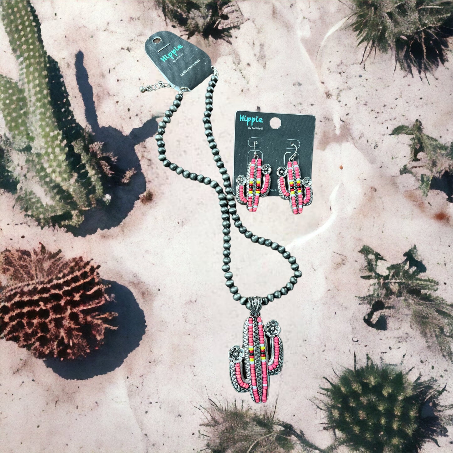 The Pink Beaded Cactus Set