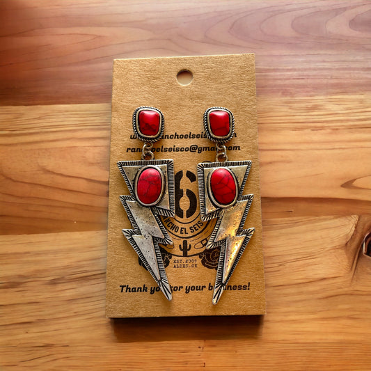 Red Lightning Earrings