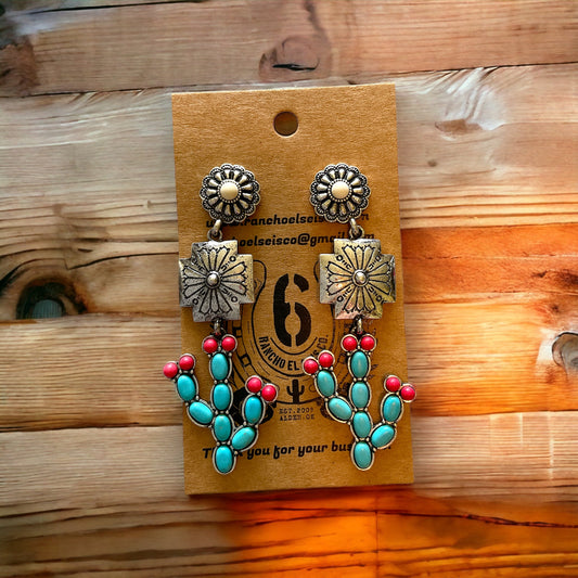 The Hattie Rustic Cactus Earrings