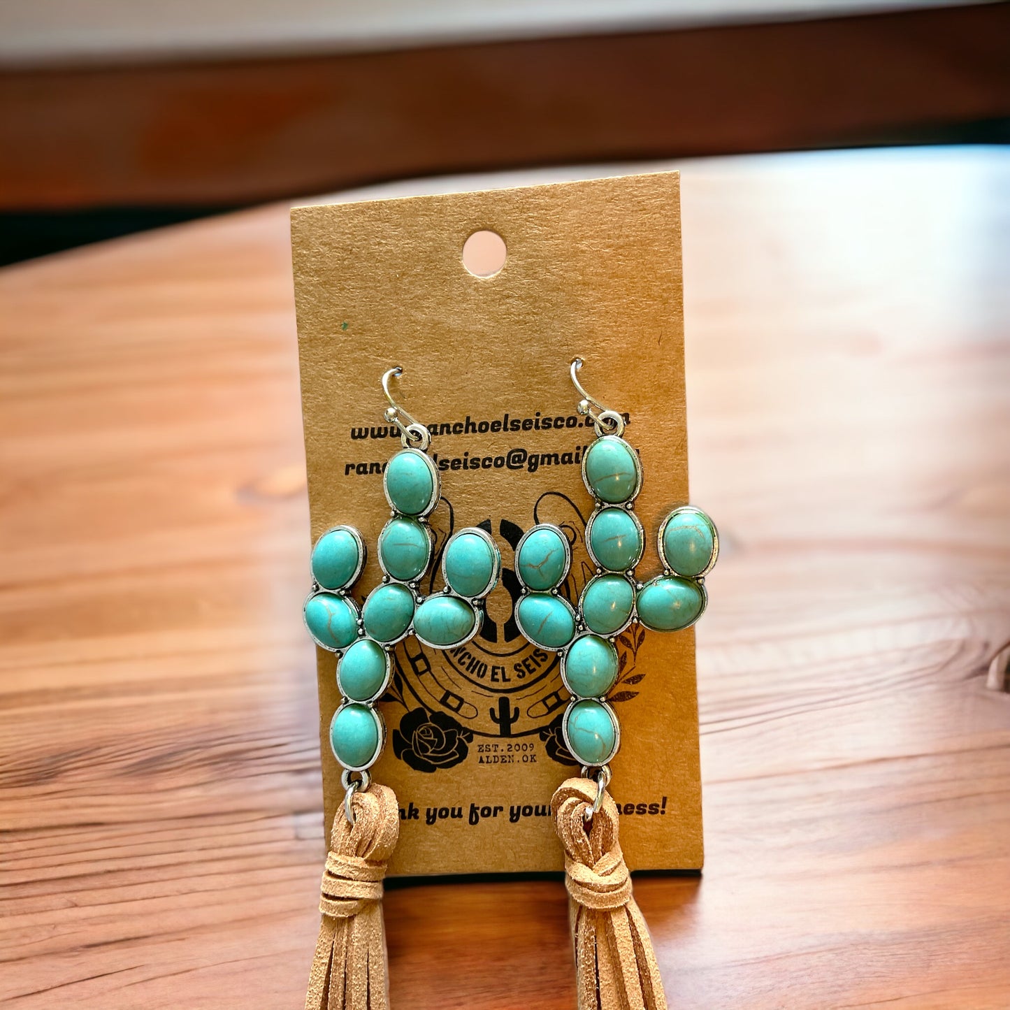 The Turquoise Herrick Cactus  Tassel Earrings