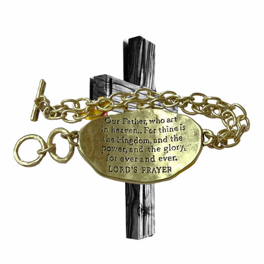 Lord’s Prayer Cross Chain Toggle Clasp Bracelet