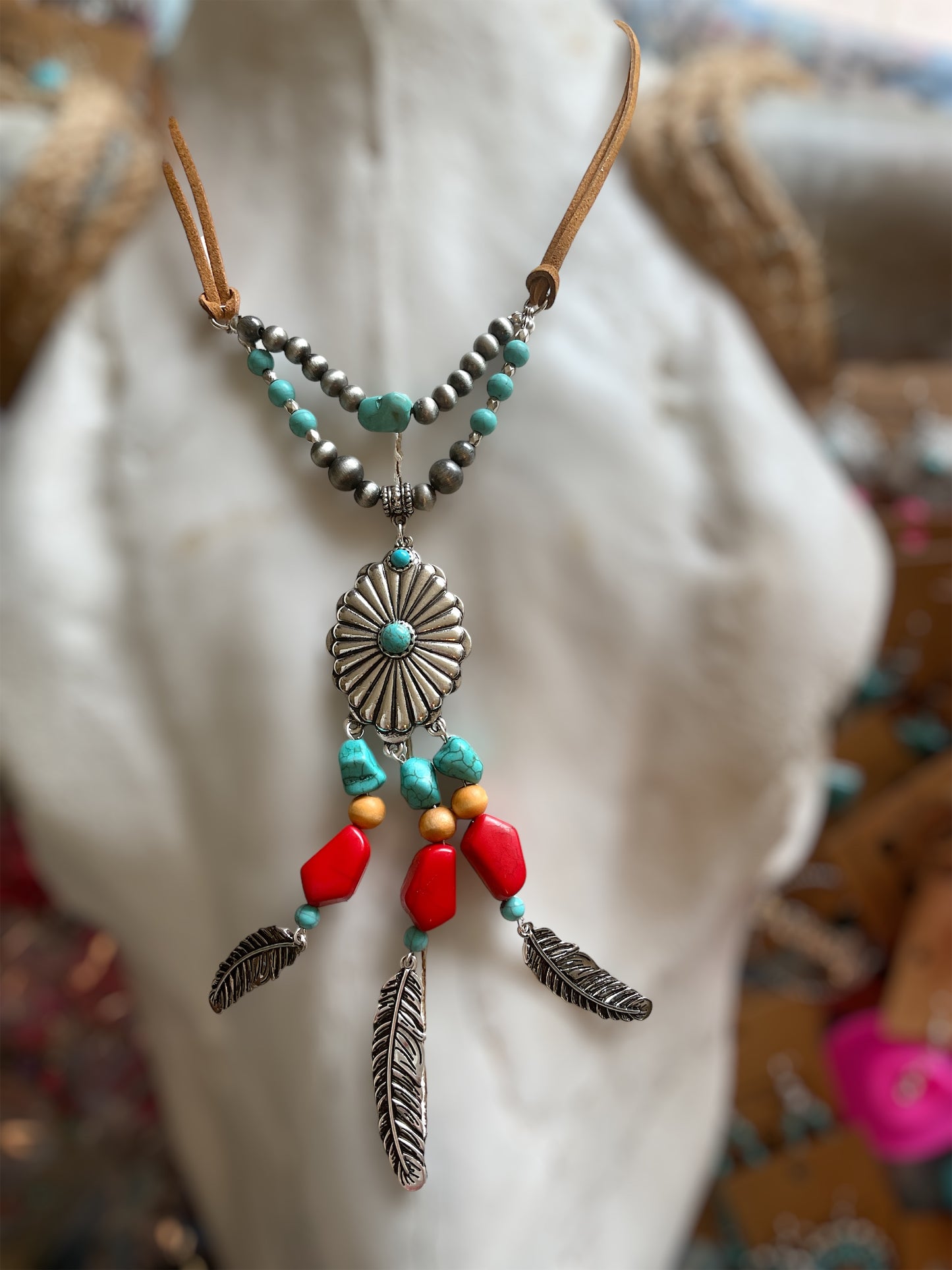 The Feather Sound Multi-Color Necklace and Earring Set